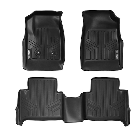 Smartliner SA0164-B0164 Custom Fit 2 Row Floor Mats Liner Set for 2015-2021 Chevy Colorado, Black SA0164/B0164